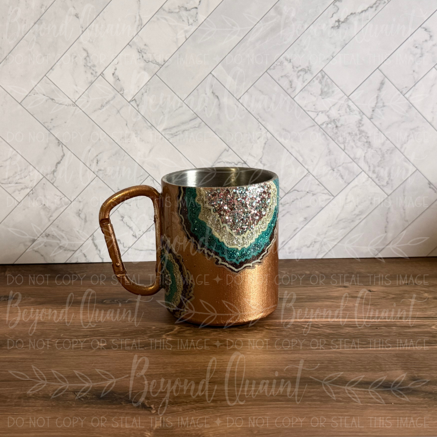 Copper Geode 10oz Mug | Teal & Gold Glitter