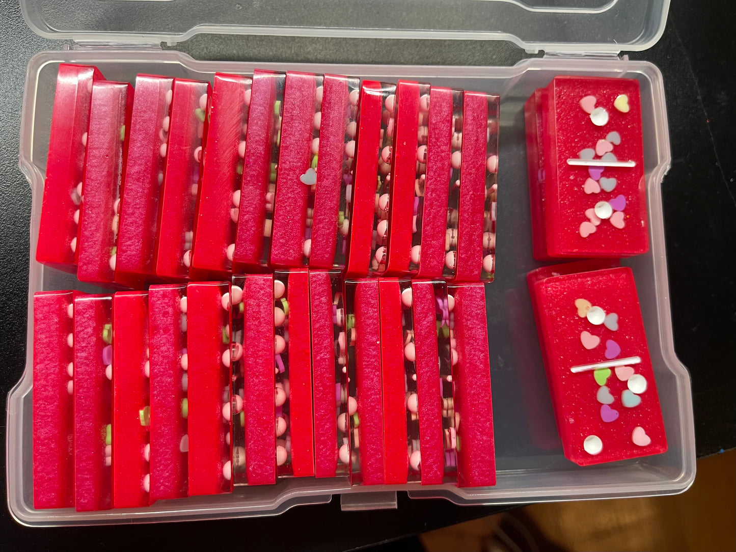 Conversation Hearts Resin Double Six Dominoes