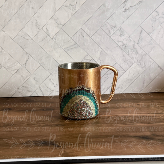 Copper Geode 10oz Mug | Teal & Gold Glitter