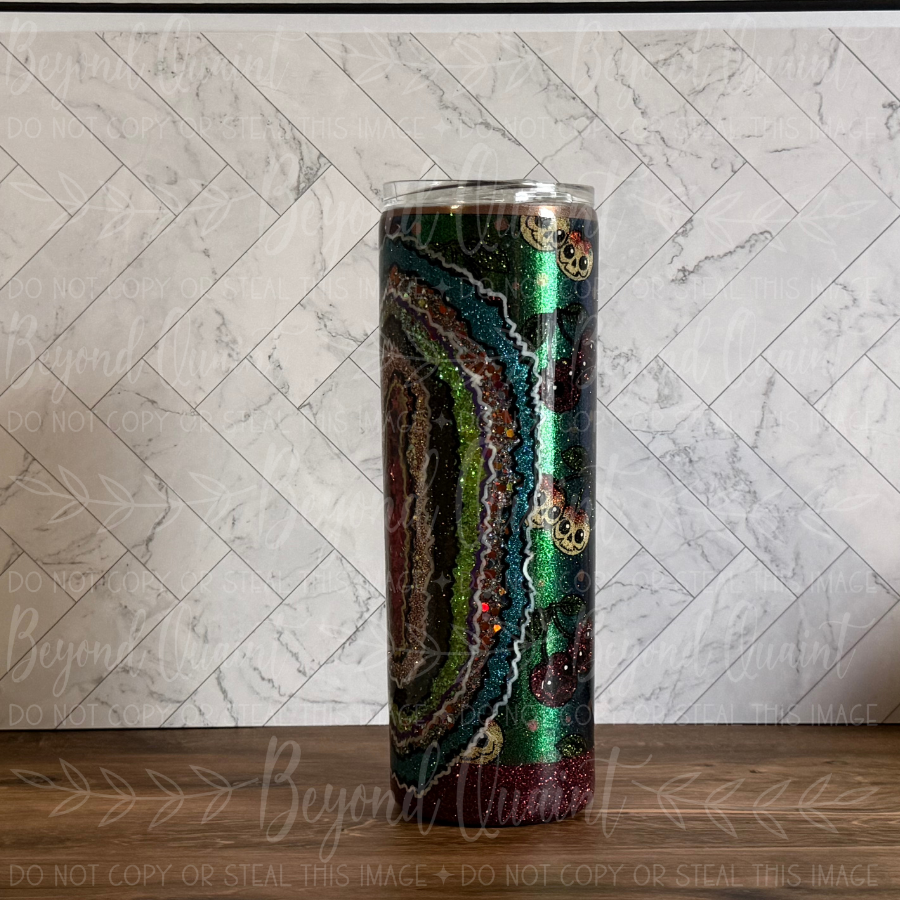 Cherry Geode 20oz Tumbler | Skull Cherries & Glitter