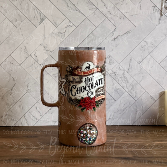 North Pole Hot Chocolate 20oz Mug | Christmas Tumbler with Handle
