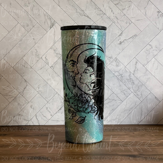 Moon Dreams 32oz Tapered Tumbler | Celestial Glitter Cold Cup