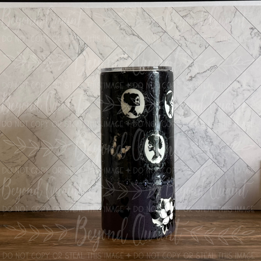 Victorian Gothic 20oz Tumbler | Skeleton Cameos & Dark Florals
