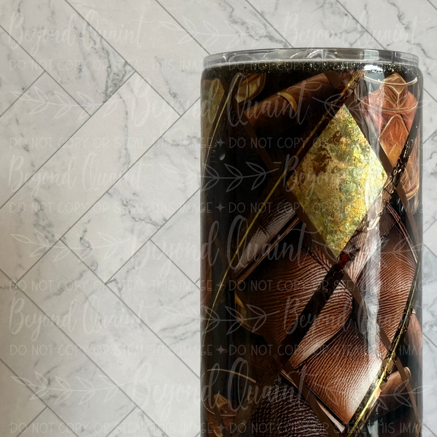 Leather & Cigars 30oz Tumbler | Brown, Black & Gold
